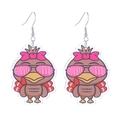 Detalle de pendientes de pavo de acrílico con texto Gobble Gobble para Acción de Gracias - No.2 (Pavo de Dibujos Animados)