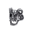 Gothic punk silver skull ring with sheep horns made of durable stainless steel for men - Adjustable Open / Horned Skull Style (PJ-1015-5)