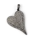 Micro-pave white zircon heart pendant in gunmetal grey finish with sparkling stones - Large Pave Heart / Gunmetal