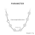 Collana in acciaio inossidabile argento con faccina sorridente traforata, misura 500x10mm - Bracciale 20CM / Argento