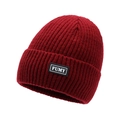 Men's deep red ribbed knit beanie featuring a thick thermal fleece lining and FUMY label - One Size / Red
