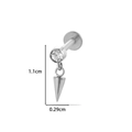 Titanium piercing met ronde zirkoon en kegelvormige hanger van 1,1 cm lengte - 3# Stijl (Kegelhanger) / Zilver