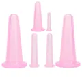 Set of 6 pink silicone facial vacuum massage cups including 3 large and 3 small sizes - Pink Six Pieces