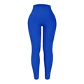 Legging de yoga côtelé à taille haute en bleu roi avec coupe de compression sans couture - Bleu Klein