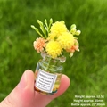 Miniature glass vase with yellow and orange flowers for desktop decor, 55mm height - [Luminous Stone] Yellow + Orange Vase