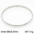 Polished silver stainless steel minimalist bangle, 68x5.5mm size, 11g lightweight band - Single Silver Polished Bangle (KB183725-LO)