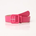 Minimalist candy rose red belt with matching square buckle for women dresses - Rose Red