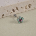 Ohrstecker in Blumenform mit pinkfarbenem Stein und grünem Dekor aus Edelstahl - Grüne Opal Blume