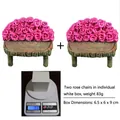 Pink resin rose stump bench miniature figurines, set of 2, 83g weight, size 6.5x6x9cm - 2-Piece Rose Chair Set
