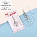 Small stainless steel office scissors with matte transparent handles in blister card - Transparent Small Size