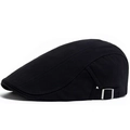 Gorra clásica negra de espiga para hombre con hebilla de metal ajustable en el lateral - Negro
