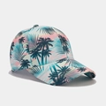 Detail of tropical palm tree prints on pink and blue gradient baseball cap surface - Adjustable / Pink Blue Gradient Tropical Palm (2#色)