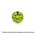 Titanium steel labret stud with a round yellow-green zircon in a 4-prong setting - M0.9*5mm (Head Only) / Yellow-Green