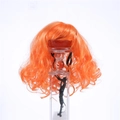 Vibrant bright orange medium long wavy pet wig with bangs for festive dogs and cats - Orange Curls