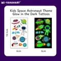 Luminous space astronaut tattoo stickers for kids featuring rockets and planets - Luminous Space Y-053