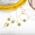 Four-piece turquoise windmill jewelry set in gold stainless steel finish - Necklace, Bracelet, Ring And Earrings Set