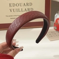 Elegant dark red headband with crocodile texture and non-slip black inner lining - Red Crocodile Pattern