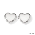 Polished silver heart stud earrings in minimalist stainless steel design, model PDE1002 - Silver Style (PDE1002)