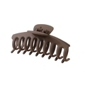Matte dark coffee brown large hair claw clip for women with non-slip strong grip finish - Matte Curved Coffee