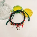 Detail of Christmas pet collar featuring enamel Santa charms and golden bells - One Size (Neck 27+5cm) / Christmas Donut