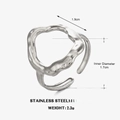 Minimalist irregular geometric hollow ring in silver stainless steel finish - Steel Color (Silver)