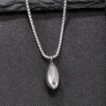 Silver rugby pendant necklace in polished stainless steel with a sturdy box chain - Steel (Smooth)