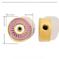 Detailed view of 12mm purple enamel evil eye bead for jewelry making with dimensions - Gold Purple Evil Eye (YE277)