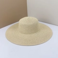 Cappello di paglia classico a tesa larga beige naturale con trama a spirale - M Con Corda Antivento / Beige