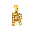 Golden 18K plated stainless steel letter R pendant with zircon stones on white background - Letter R Pendant