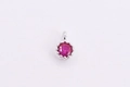 Mini S925 sterling silver charm with round red zircon and beaded bezel for bracelets - Small - Rose Red