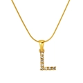 L-förmige Goldkette mit Pavé-besetzten weißen Kristallen an einer feinen Schlangenkette - Gold Buchstabe L (S-P148-L)