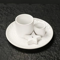 White ceramic aromatherapy set with star incense holder and embossed round tray - Pure White Glaze