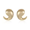 Vista detallada de pendientes geométricos de lágrima chapados en oro sobre fondo blanco - Estilo 2 Dorado