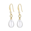 Boucles d'oreilles dorées avec perles blanches en goutte et accents de zircon - Style Perle Poire Or (KE103902-Z)