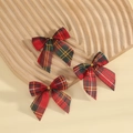 Three-piece set of red and black plaid Christmas bows with golden wire center for decor - 7*7.5cm / Red Plaid (Style 9)