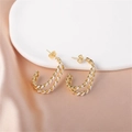Fashionable gold and silver twisted rope C-shaped earrings on a silk background - Gold (E00288-21)