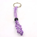 Adjustable purple woven cord crystal holder necklace with a sleek black decorative bead - Keychain / Purple