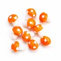 Polished orange glass mushroom beads with white spots for DIY jewelry making - Orange