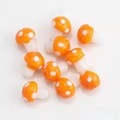 Polished orange glass mushroom beads with white spots for DIY jewelry making - Orange