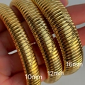 Three gold 18k plated vintage elastic Tubogas bracelets in 10mm, 12mm, and 16mm widths - Width 12mm/Length 20cm / Gold