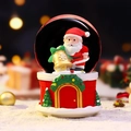 Boule à neige de Noël Père Noël avec base en cheminée rouge et décors de fête - 8507 Style Tenant une Cloche / Moyen 80# LED Lumière+Musique