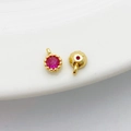 Pair of 14K gold filled round pendants featuring pink zircon stones for DIY jewelry - Single Loop 4*6mm / Rose Red