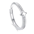 Elegant S925 sterling silver star ring featuring zircon inlay and a polished finish - FDJZ-311-Women's
