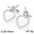 Verknotete herzförmige Ohrstecker aus Edelstahl in Silber mit Seilstruktur - Stahl (KE114366-K)