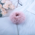 Chouchou en peluche rose imitation fourrure de lapin avec décor floral doux - Couleur Thé au Lait