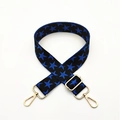 Adjustable black crossbody strap with blue star embroidery and gold metal clips - Black Star Pattern