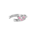 Sweet silver bunny ear clip earrings with pink enamel detail for non-pierced ears - Rabbit Ear Cuff (Single) / Silver