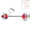 Stainless steel nipple ring variant with red and yellow gradient decorative balls - 1.6x14mm (Threadless) / Style 4-Purple Glitter