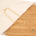 Three-layer gold stainless steel necklace featuring emerald green gemstone square pendant - 3-Layer Emerald with Waterdrop Charms Style (1#)