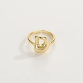 Close-up of a polished 18K gold D-shaped adjustable ring with smooth open band design - Gold Ring D